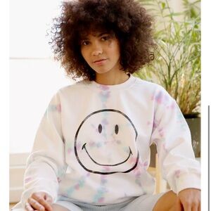 Colorful Tie-Dye Smiley Face Sweater